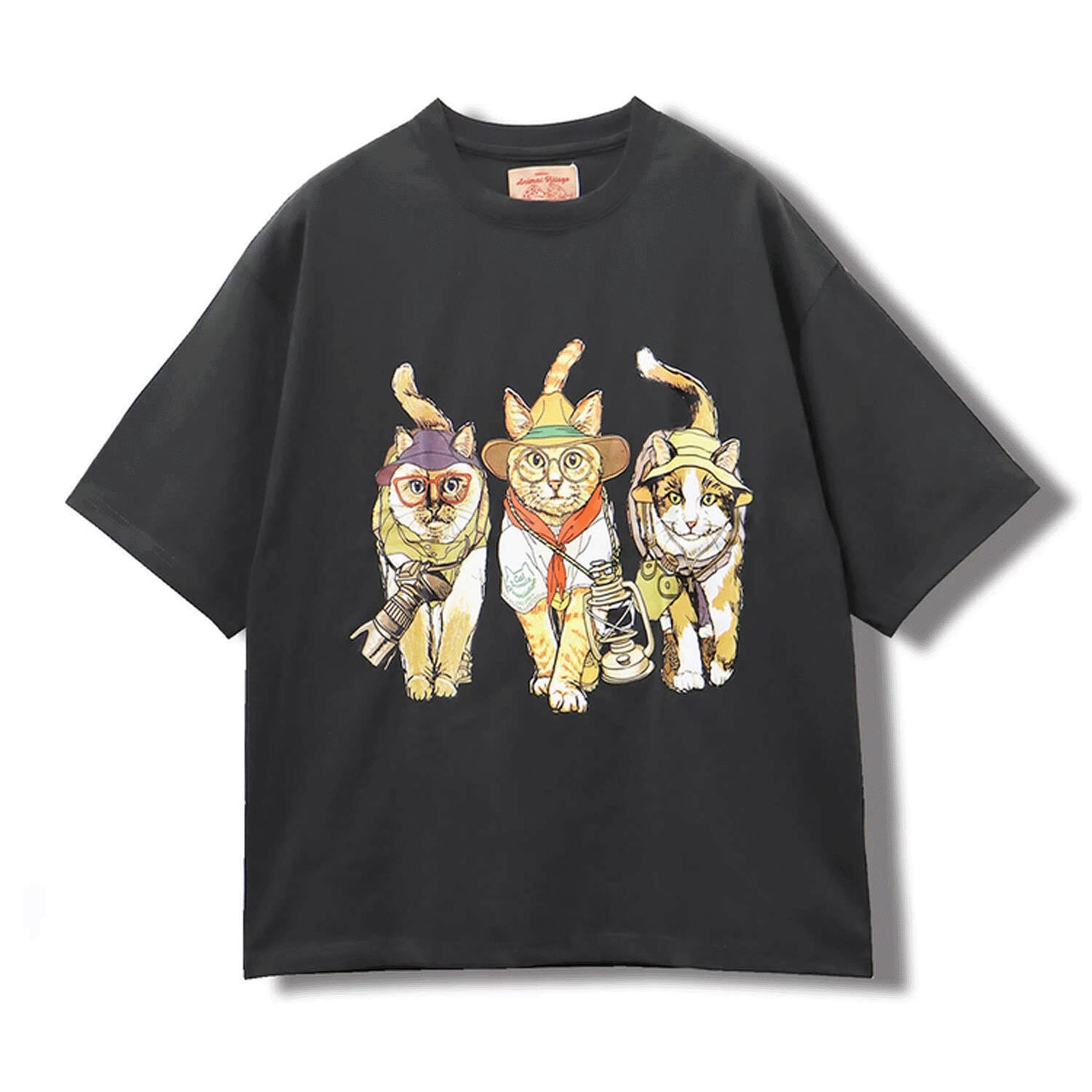 CORISCO Animal Village 前後プリントネコTシャツ キャンプ