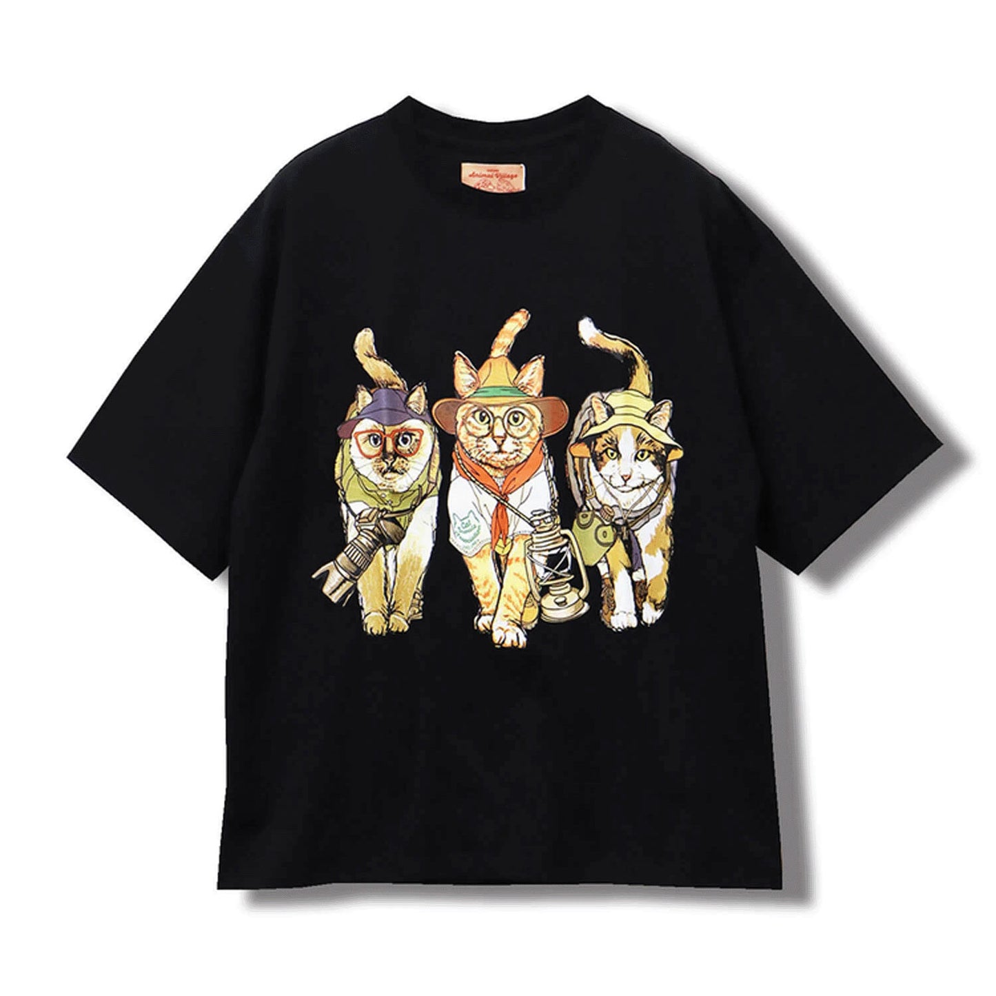 CORISCO Animal Village 前後プリントネコTシャツ キャンプ