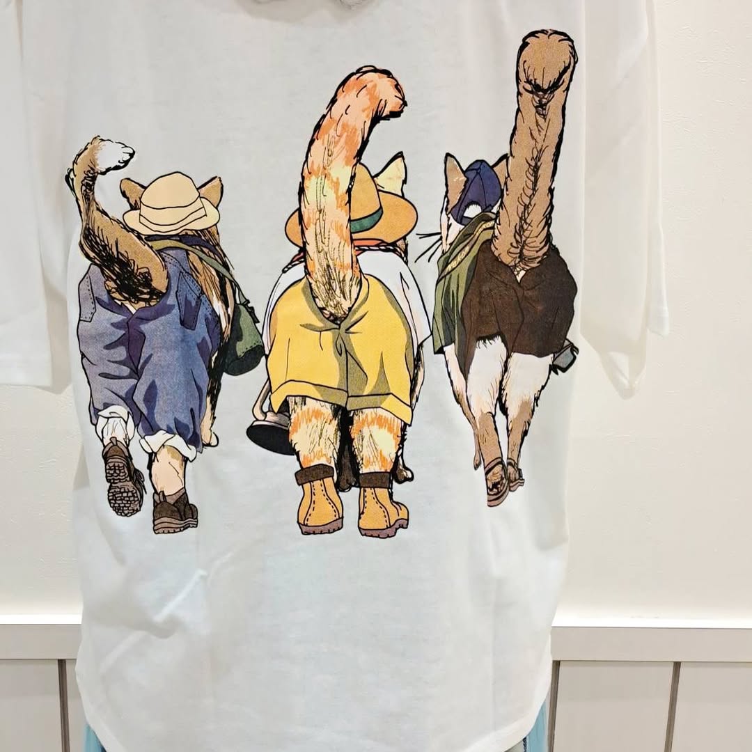 CORISCO Animal Village 前後プリントネコTシャツ キャンプ