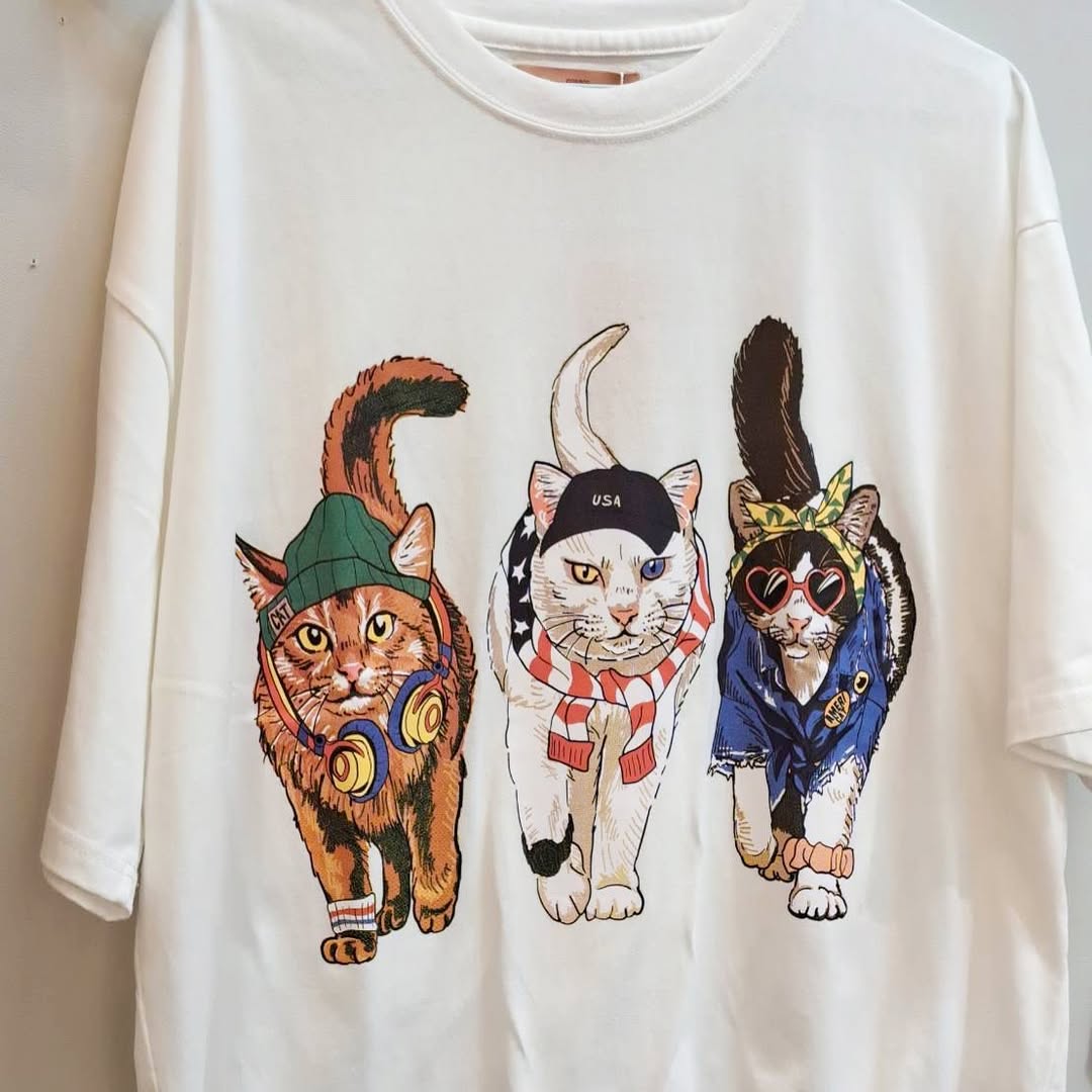 CORISCO Animal Village 前後プリントネコTシャツ
