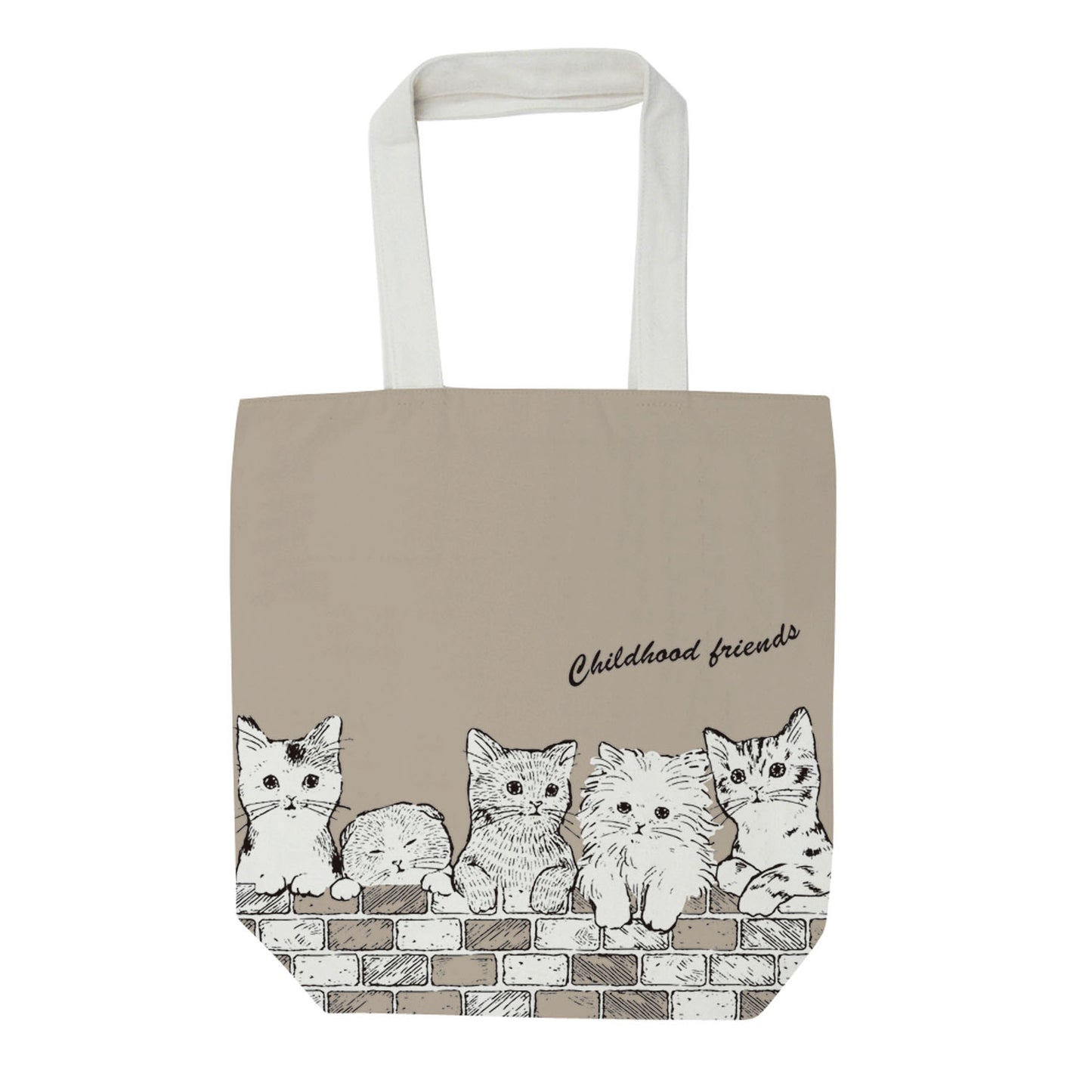 トートバッグ 仲良しネコ/ベージュ