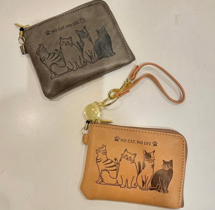 猫型押しリール付マルチポーチ【全2色】