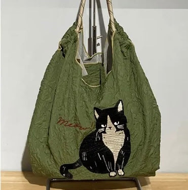 ザックリこなれ感バッグ はちわれ猫【全4色】