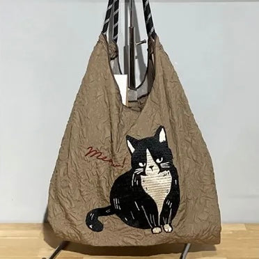 ザックリこなれ感バッグ はちわれ猫【全4色】