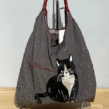 ザックリこなれ感バッグ はちわれ猫【全4色】