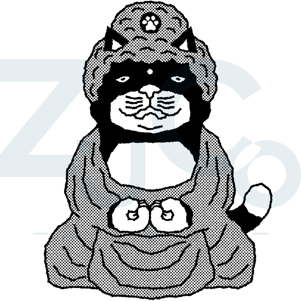 鎌倉ねこサロン×ZUCO ASOBI 大仏ネコおっさんのTシャツ(ホワイト)