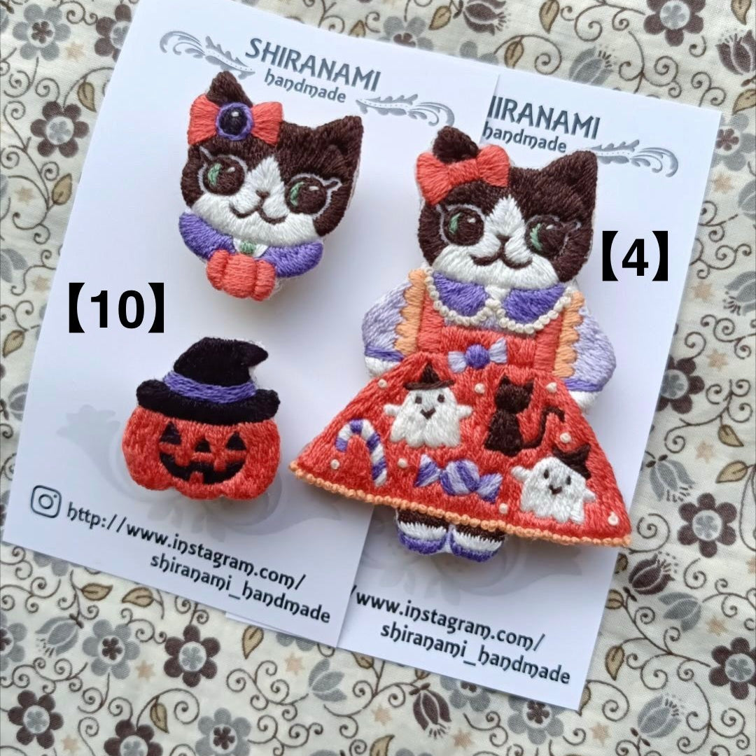【shiranamiさん作品お一人様2作品まで! 】★shiranami_handmadeハロウインねこちゃんブローチ