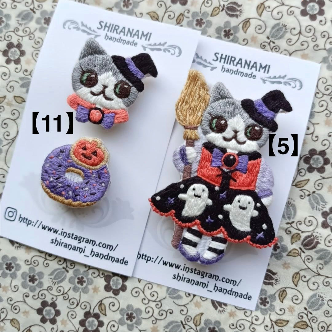 【shiranamiさん作品お一人様2作品まで! 】★shiranami_handmadeハロウインねこちゃんブローチ