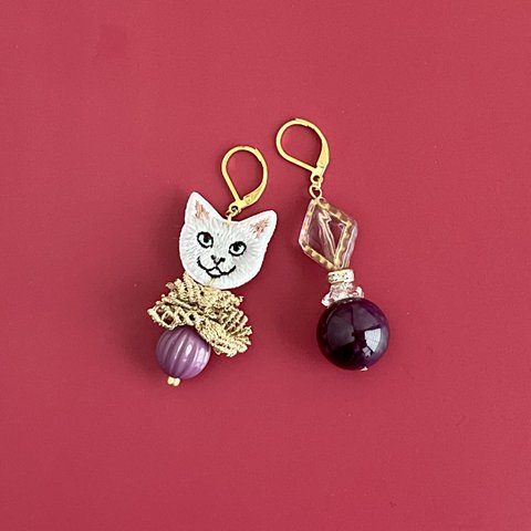 ★Kitty by maltamarie 気品のあるネコ・アルフォンスの耳飾り（ピアス／イヤリング）
