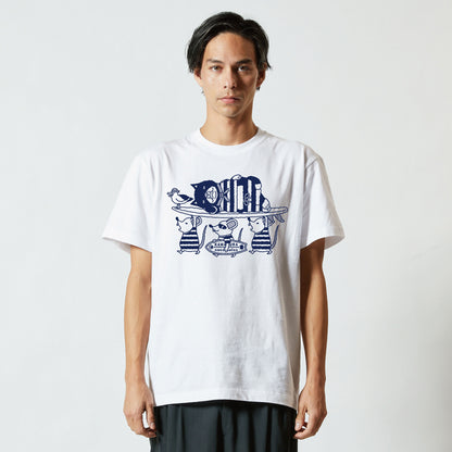 【 ご予約商品 】　鎌倉ねこサロン×ZUCO ASOBI  サーフィン&ネズミ ネコおっさんのTシャツ(カラー)