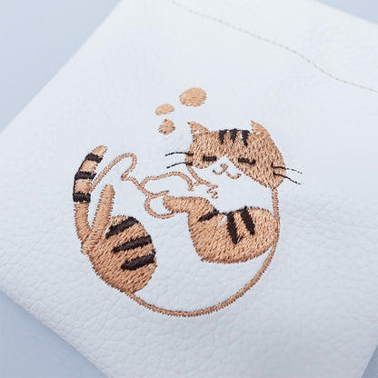 おふとんからでないねこ。 ぐっすりにゃんこの刺繍バネロポーチ【全3色】