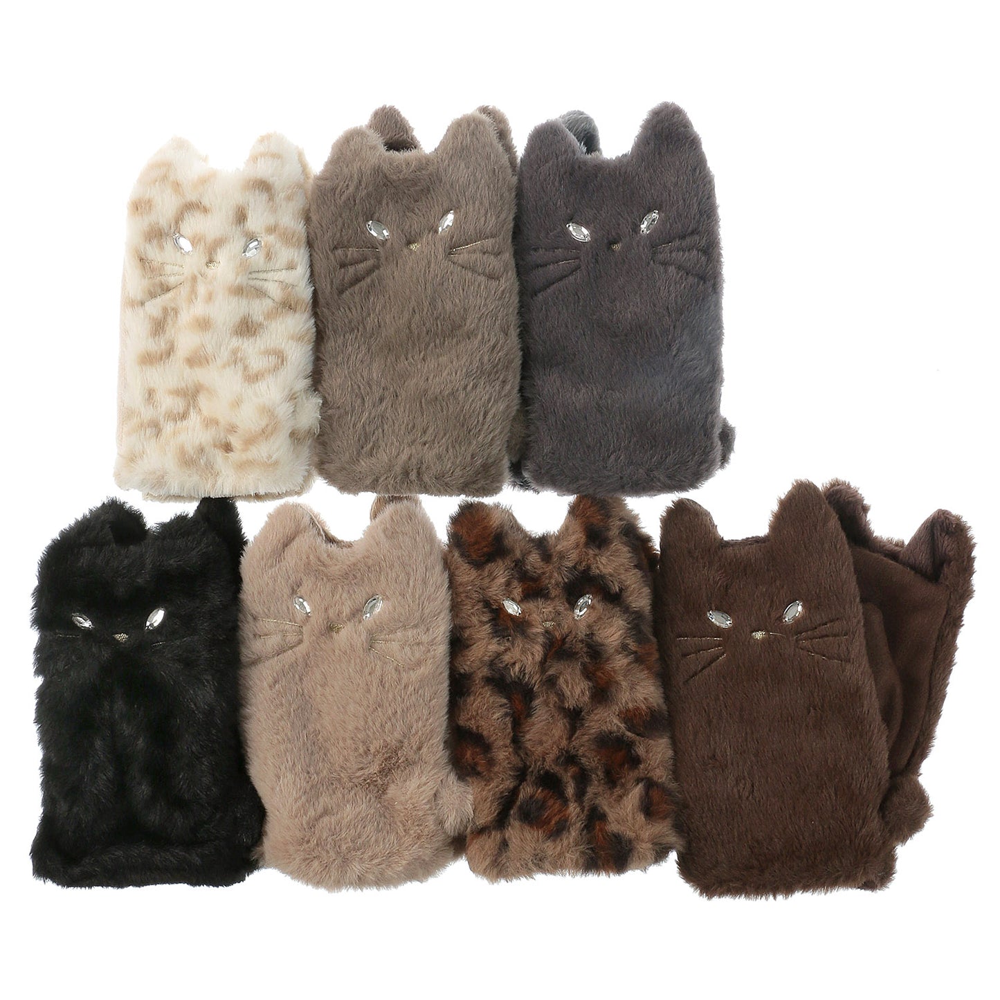 猫ファー指ぬきグローブ【全7色】