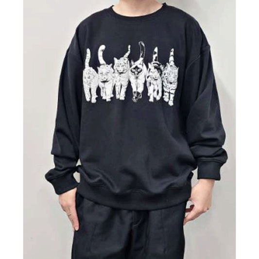 CORISCO Animal Village ネコ柄トレーナー モノトーン