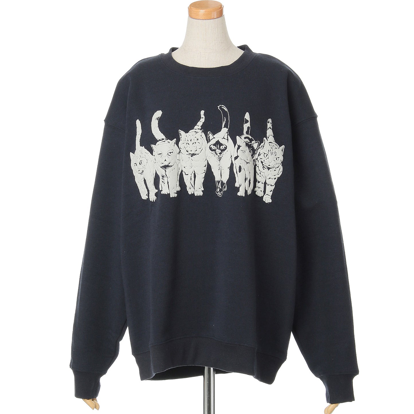 CORISCO Animal Village ネコ柄トレーナー モノトーン