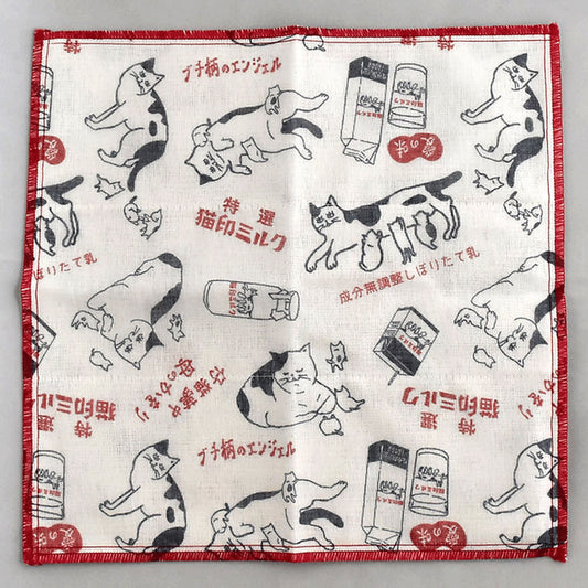 猫印ミルク 蚊帳織ふっくらハンカチ