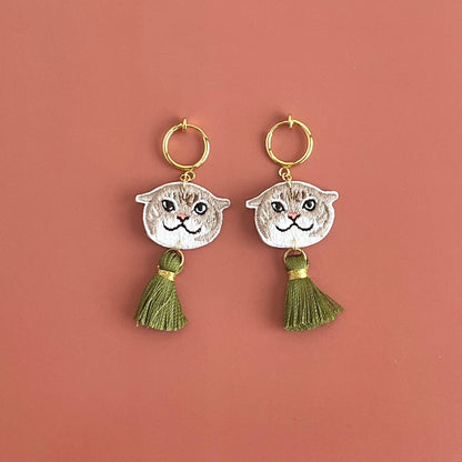 ★Kitty by maltamarie イカ耳になるネコ 新茶の耳飾り（ピアス/イヤリング）