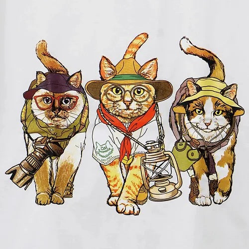 CORISCO Animal Village 前後プリントネコTシャツ キャンプ