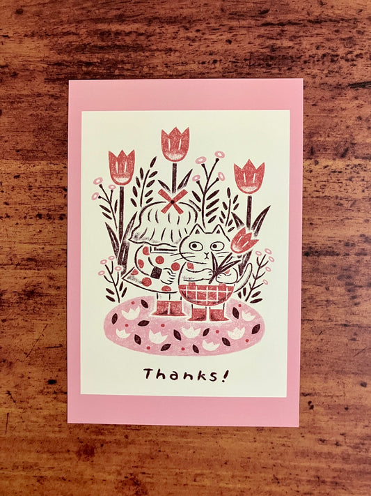 【れんこん社】 shironeko postcard (Thanks!)   (国分寺店)