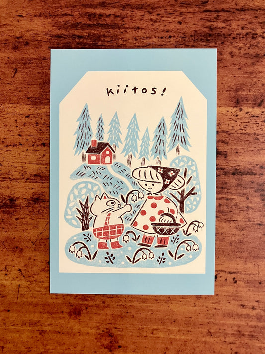 【れんこん社】shironeko postcard (kiitos!)   (国分寺店)