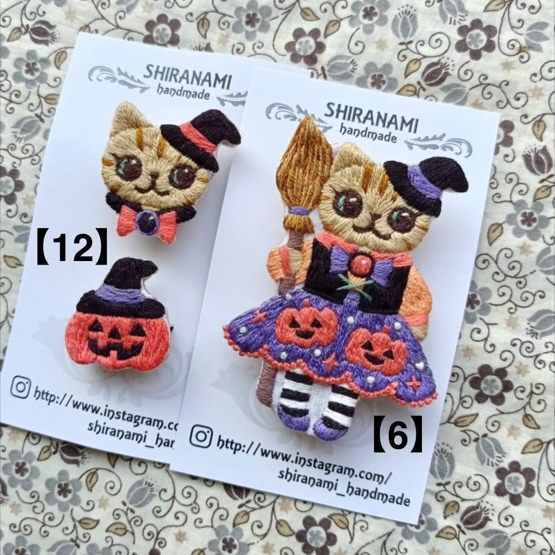 【shiranamiさん作品お一人様2作品まで! 】★shiranami_handmadeハロウインねこちゃんブローチ