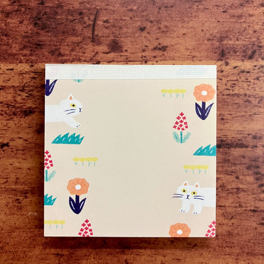 【れんこん社】shironeko memo pad（ひょっこりしろねこ）   (国分寺店)