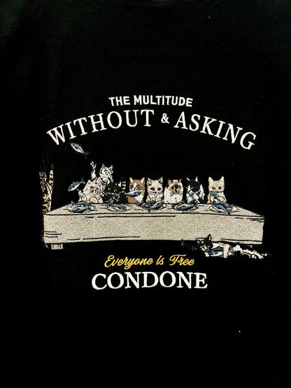 晩餐ネコ刺繍　Tシャツ