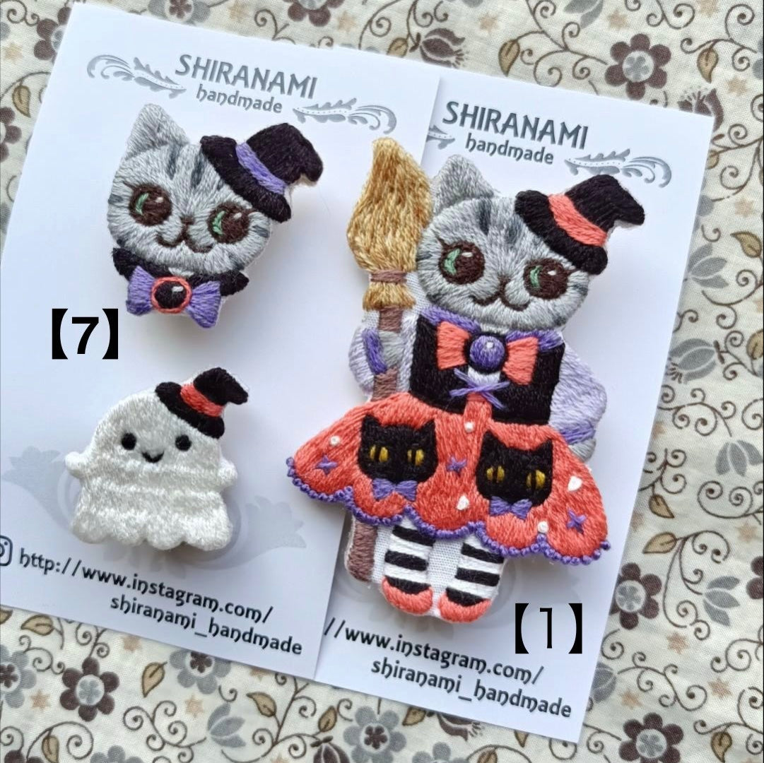 【shiranamiさん作品お一人様2作品まで! 】★shiranami_handmadeハロウインねこちゃんブローチ