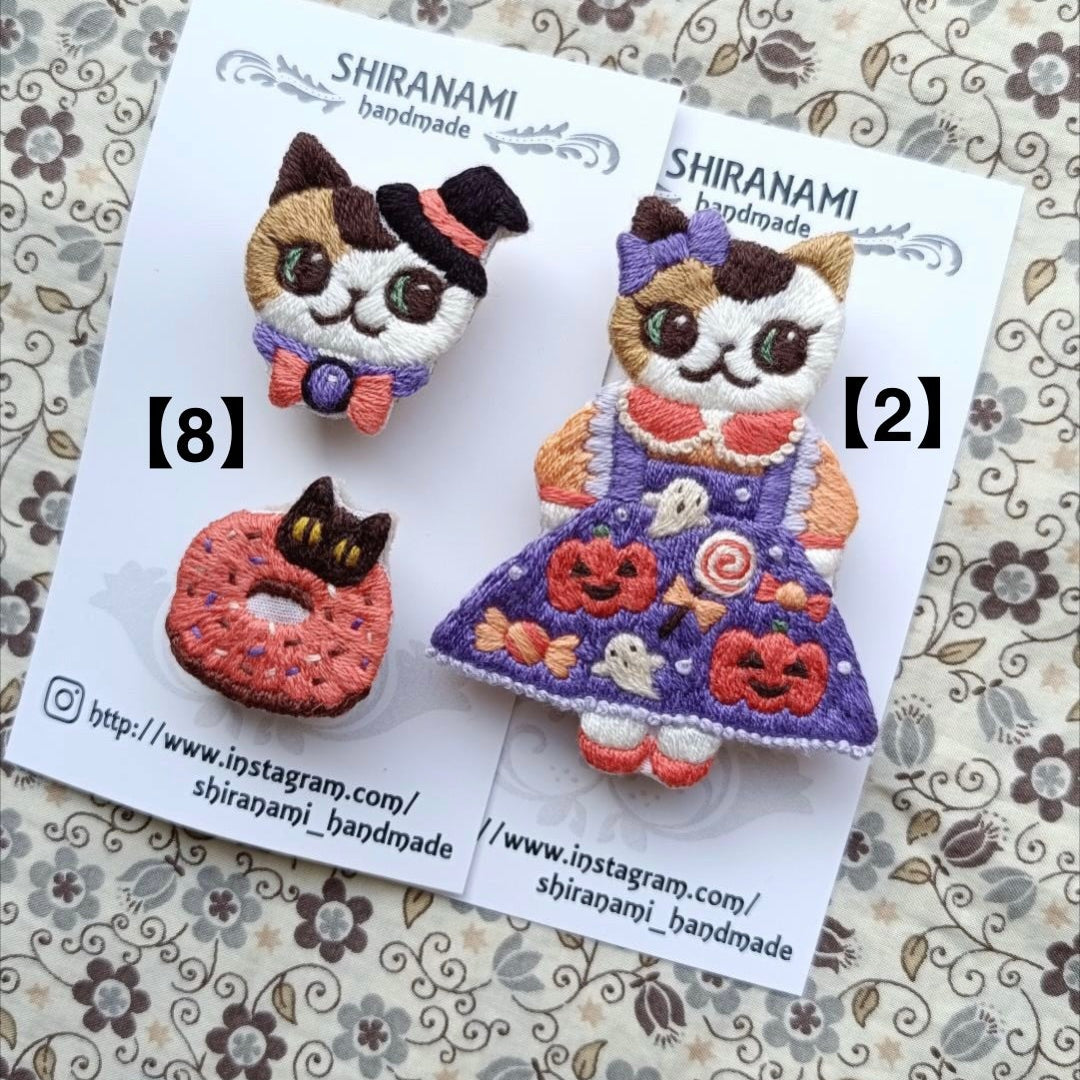 【shiranamiさん作品お一人様2作品まで! 】★shiranami_handmadeハロウインねこちゃんブローチ