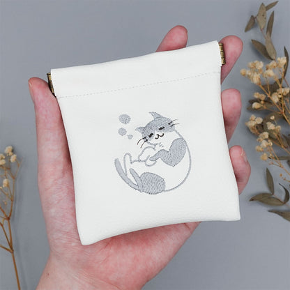 おふとんからでないねこ。 ぐっすりにゃんこの刺繍バネロポーチ【全3色】