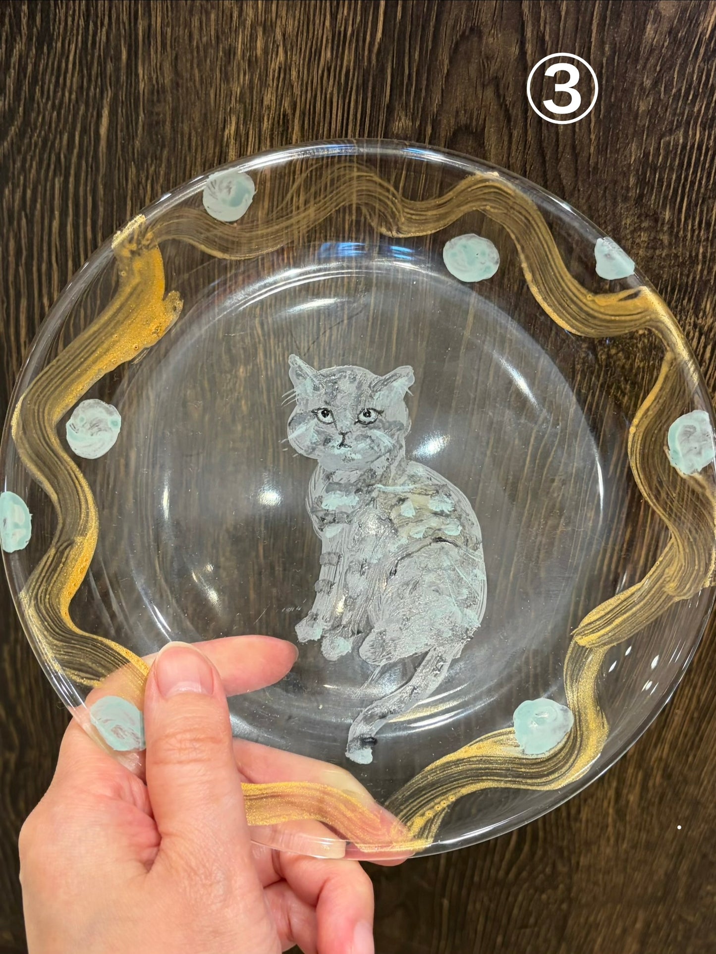 クロミヤ アイ 絵付けガラス皿（18cm）