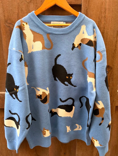 【ご予約品】猫総柄ニット（ユニセックス）