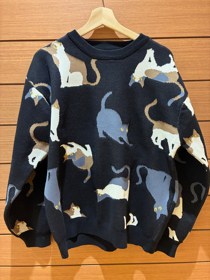【ご予約品】猫総柄ニット（ユニセックス）