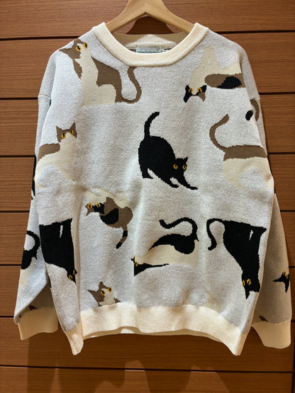 【ご予約品】猫総柄ニット（ユニセックス）