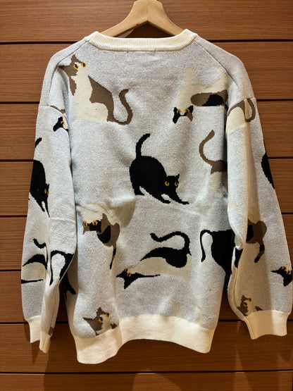 【ご予約品】猫総柄ニット（ユニセックス）