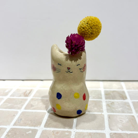 佐々木ヨーコ 猫花瓶   5,500 (水玉)
