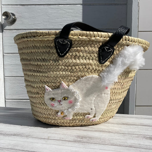 ★petitmapleleaf 白猫シャーっっ マルシェBag(大)