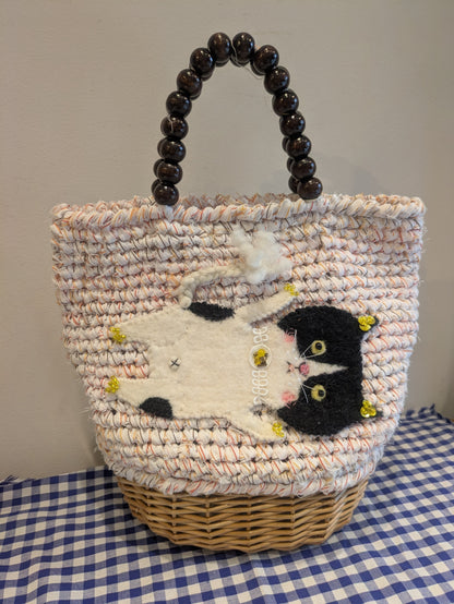 petitmapleleaf バンザイ猫 Basketbag