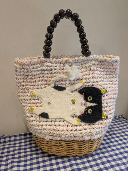 petitmapleleaf バンザイ猫 Basketbag
