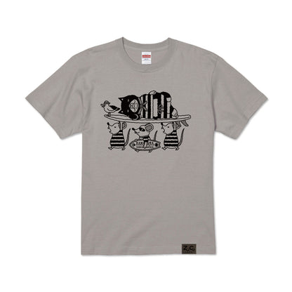 【 ご予約商品 】　鎌倉ねこサロン×ZUCO ASOBI  サーフィン&ネズミ ネコおっさんのTシャツ(カラー)