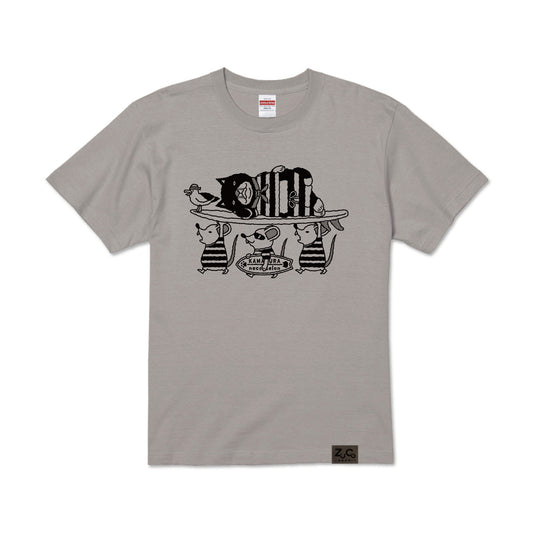 【 ご予約商品 】　鎌倉ねこサロン×ZUCO ASOBI  サーフィン&ネズミ ネコおっさんのTシャツ(カラー)