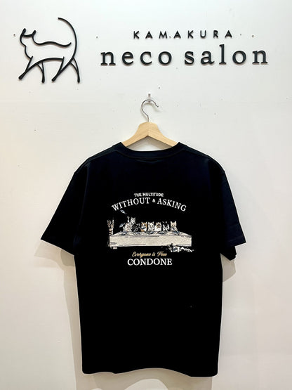 晩餐ネコ刺繍　Tシャツ