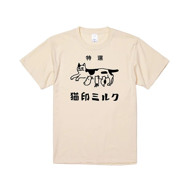 猫印ミルク屋さんTシャツ　アイボリー