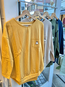 裏起毛裾リブ長袖ねこ刺繍プルオーバー【全4色】