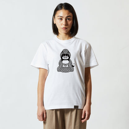 【 ご予約商品 】 鎌倉ねこサロン×ZUCO ASOBI  大仏ネコおっさんのTシャツ（サンドカーキ）