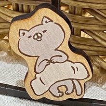 画像をギャラリービューアに読み込む, ★おふとんからでないねこ。　木製いねむりにゃんこマグネット
