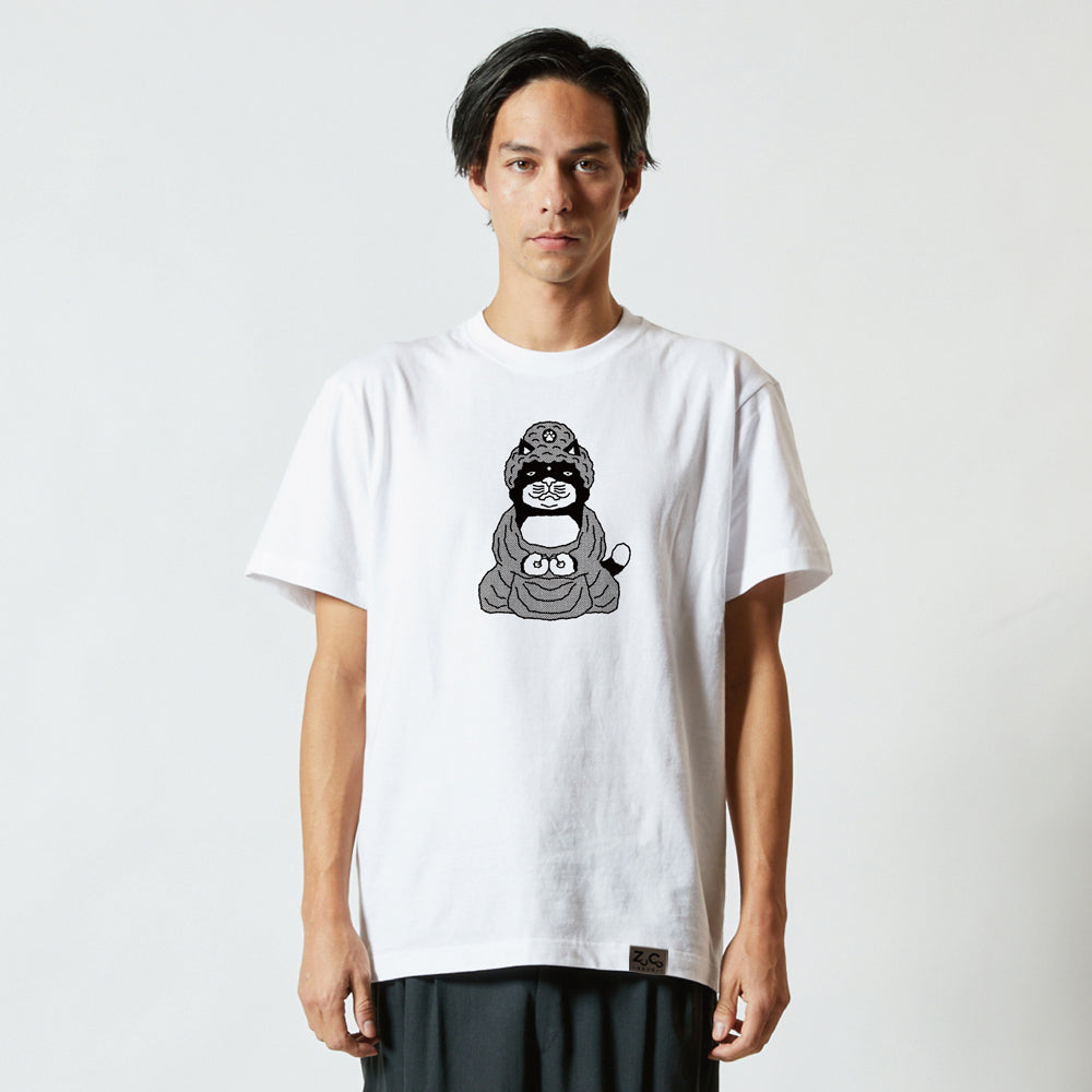 【 ご予約商品 】 鎌倉ねこサロン×ZUCO ASOBI  大仏ネコおっさんのTシャツ（ライトグレー）