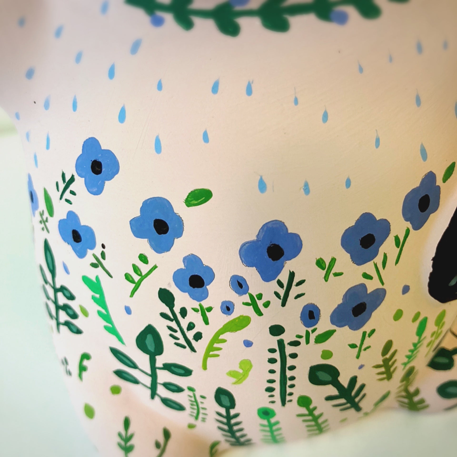 招き猫貯金箱手書き作家もの花柄