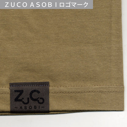 【 ご予約商品 】 鎌倉ねこサロン×ZUCO ASOBI  大仏ネコおっさんのTシャツ（サンドカーキ）