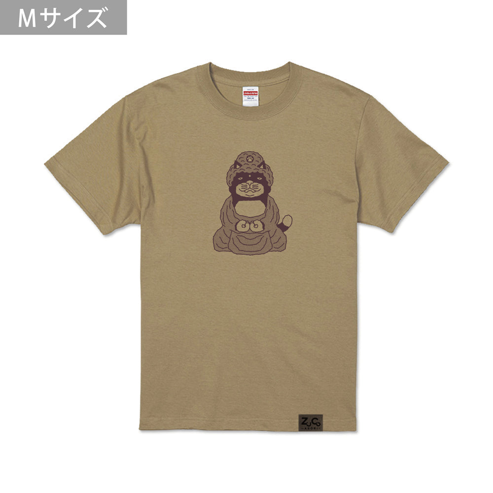 【 ご予約商品 】 鎌倉ねこサロン×ZUCO ASOBI 大仏ネコおっさんのTシャツ（サンドカーキ）