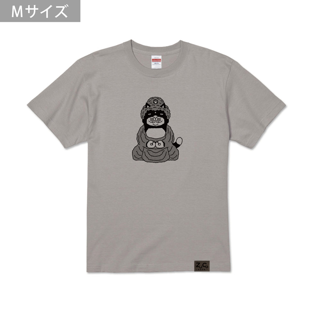 【 ご予約商品 】 鎌倉ねこサロン×ZUCO ASOBI  大仏ネコおっさんのTシャツ（ライトグレー）